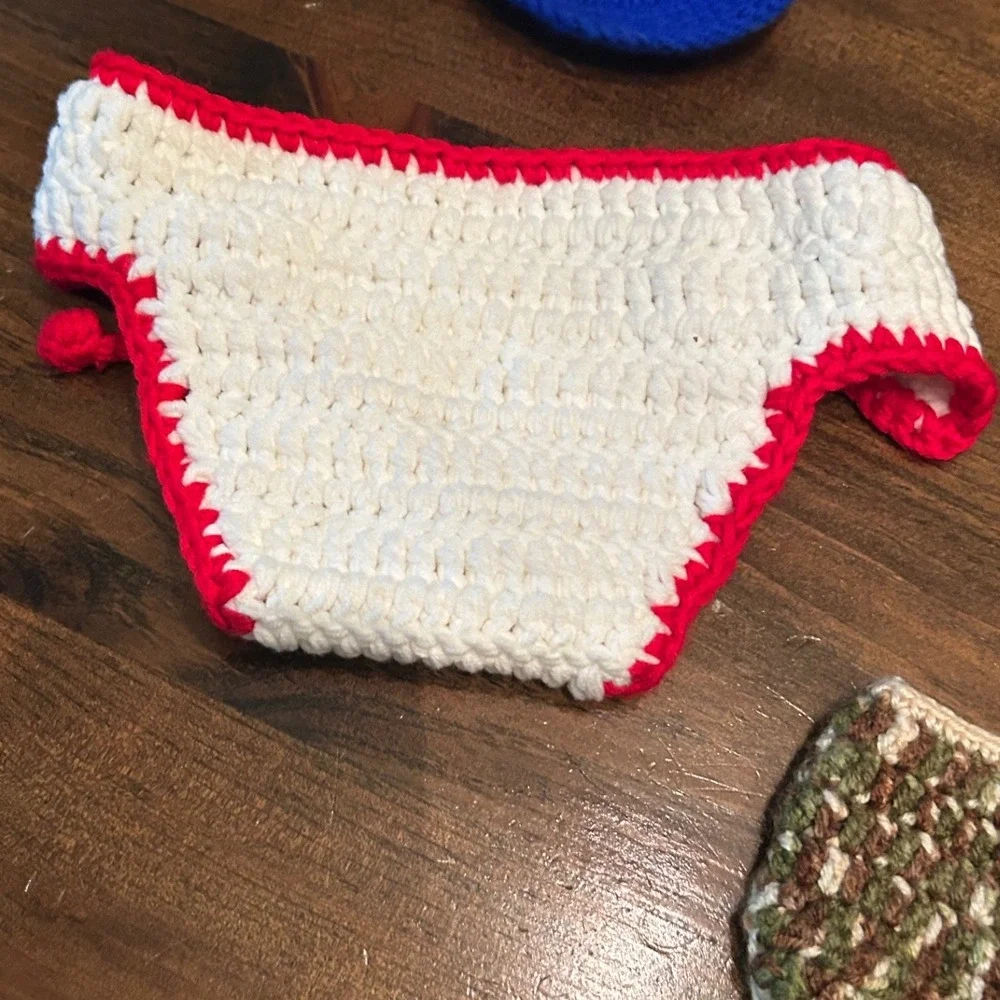 Crochet Knit Baby Bundle Deer Set Diaper‎ Covers Beanie Cookie Monster Homemade